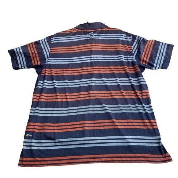 Adidas Golf Polo Shirt Mens Striped ClimaCool Athletic Casual Blue Orange Size L - Picture 4 of 6